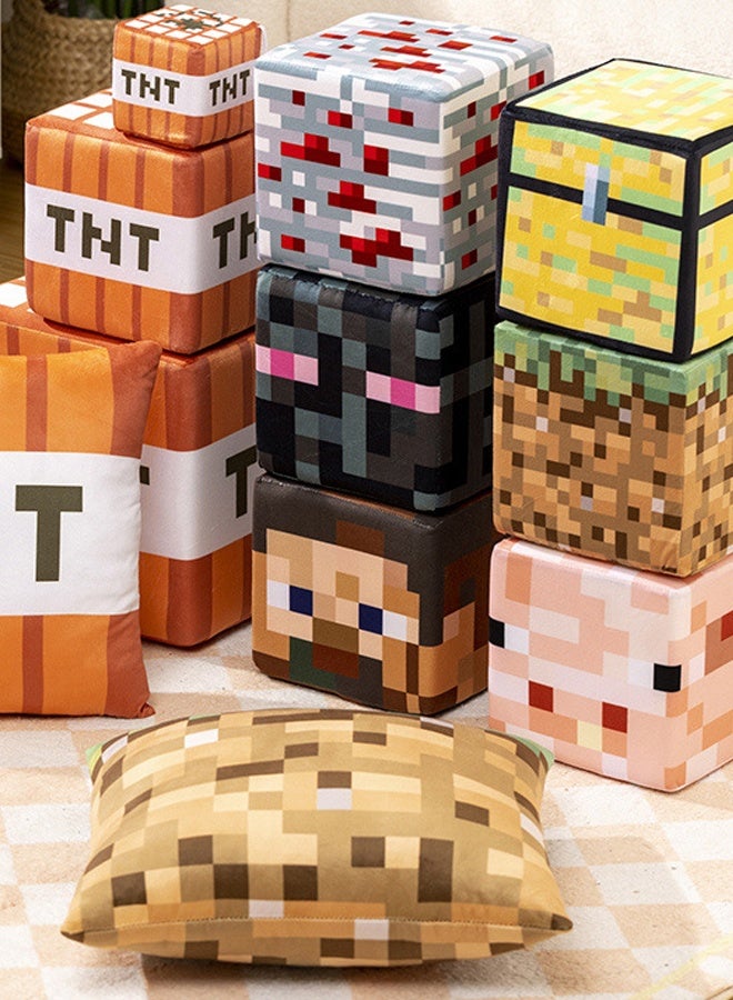 HALAMODO Gaming Steve Design Plush Pillow Block Doll Pillow Game Surrounding Sponge Blocks 20cm×20cm Multicoloured - Image 3
