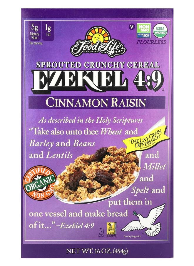 Food For Life - Ezekiel 4:9® Sprouted Crunchy Cereal Cinnamon Raisin 16 oz (454 g) - Image 1
