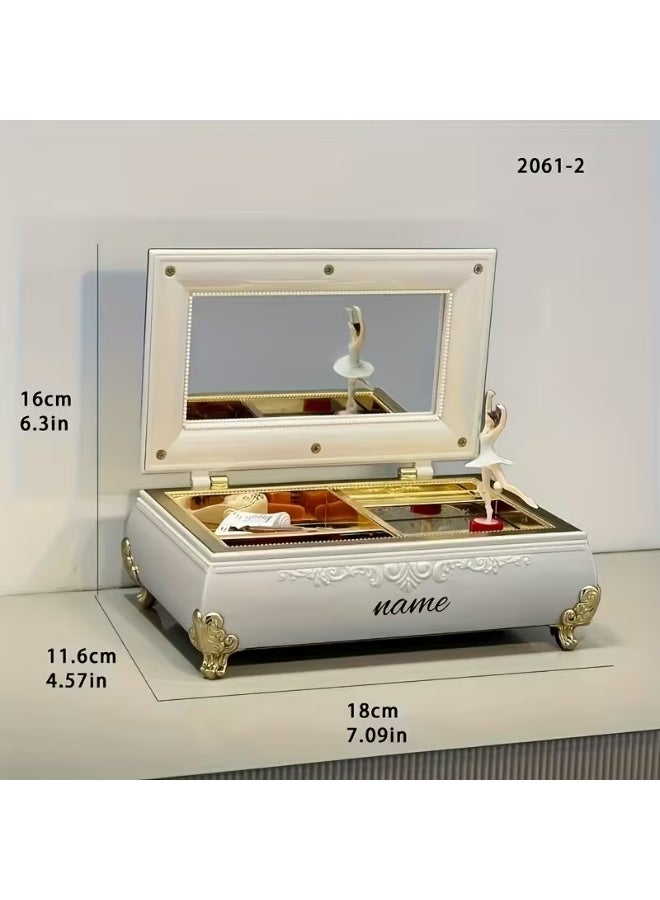 erorex Personalized Name Music Box - Custom Photo/Text with Dancing Doll Mechanism, Vintage Wind-Up/Jewelry Box Style Gift for Birthdays, Anniversaries, Graduation - Plastic Keepsake with Golden Hinges, Unisex - Optional Pet Name, DIY Music Box, Christmas - Image 4