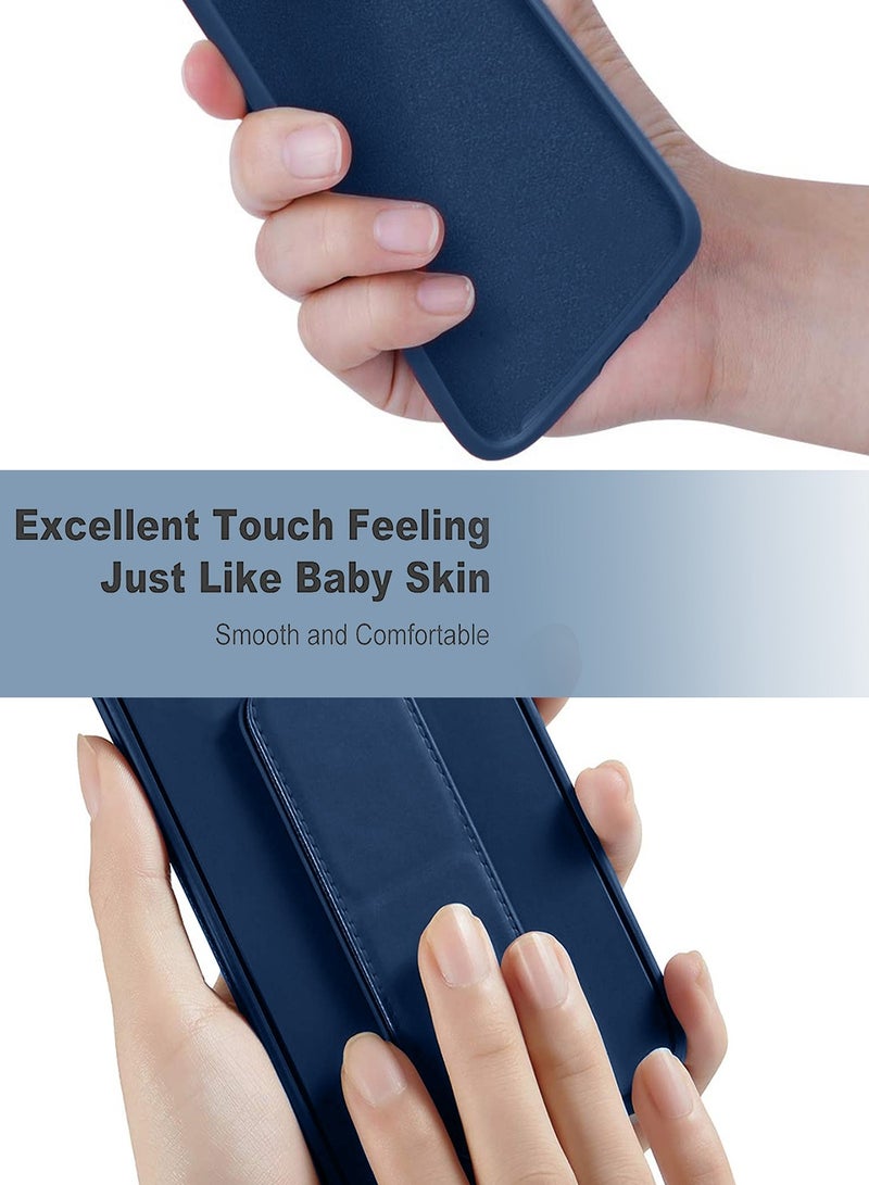 Wtech Oppo Reno12 Pro 5G 2024 Hand Grip Foldable Magnetic Kickstand Wrist Strap Finger Grip With Built-In Iron Case Cover Navy Blue - Image 4