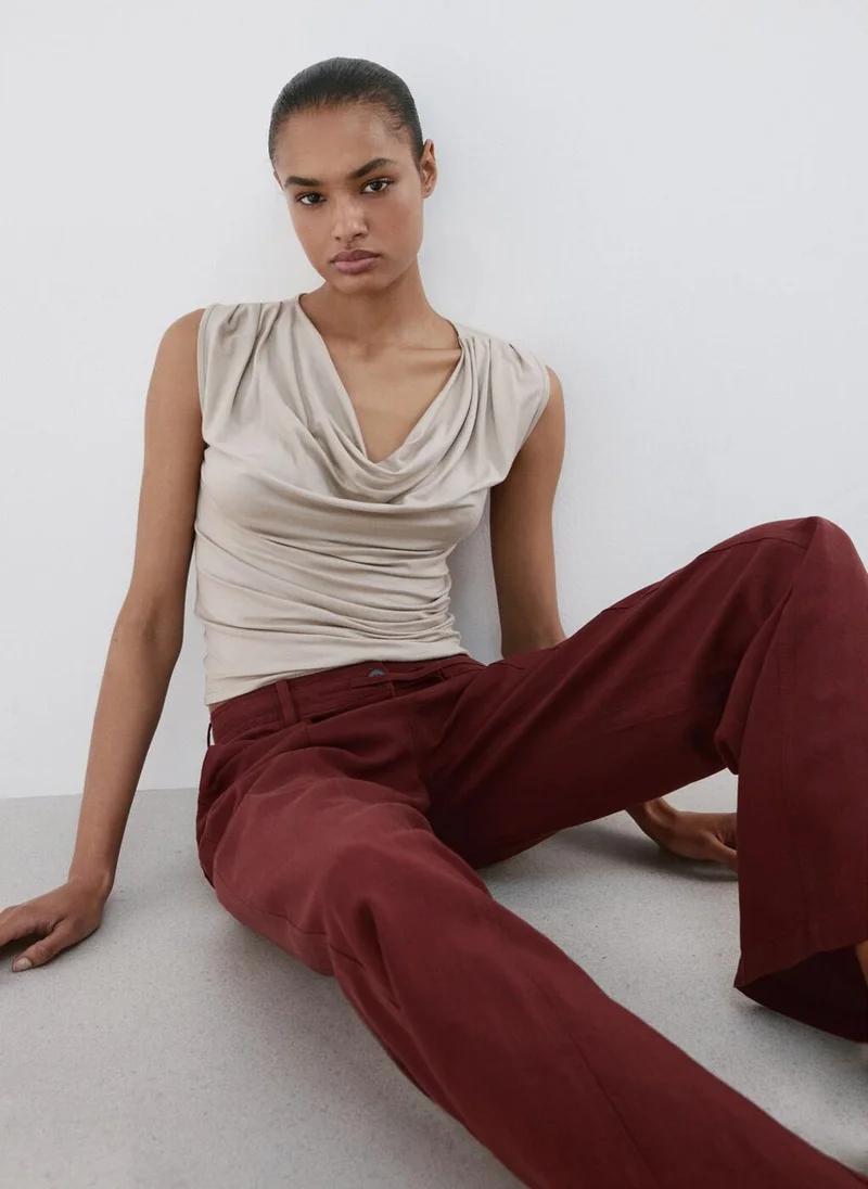 Mango  Straight-Fit Lyocell Trousers for Women | Best Price UAE