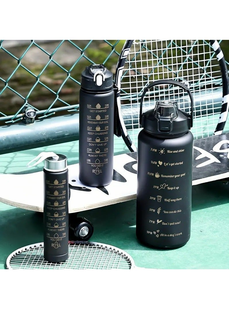 MODERN HOME 3Pcs Sports Water Bottle With Straw 2L 900ml And 500ml Made of high quality plastic Drinking BPA Free Non Toxic With Sports Drinks Time Markings Motivational Fitness - Image 2