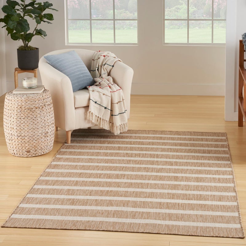 Nourison Home Positano Beige Ivory 4' x 6' Area Rug - Easy Clean, Non Shedding, Bed Room, Living Room, Dining Room, Kitchen (4' x 6') - Image 1