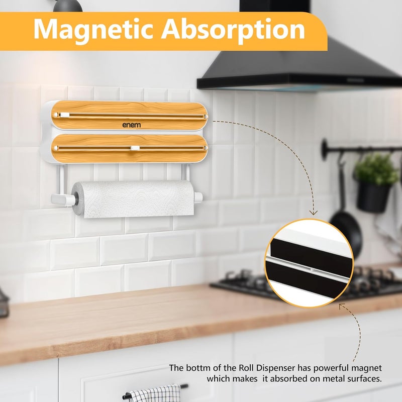 Enem 3 in 1 Cling Wrap Dispenser with Cutter, with 1 Year Warranty & Customer Support from Enem (Magnetic Dispenser Wooden) - Image 4