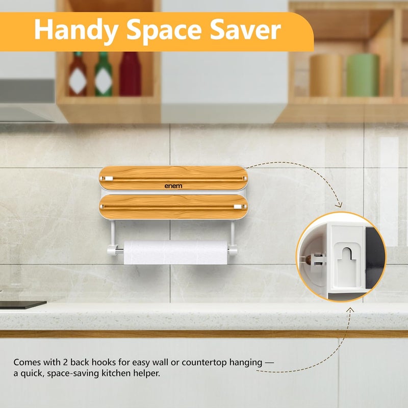 Enem 3 in 1 Cling Wrap Dispenser with Cutter, with 1 Year Warranty & Customer Support from Enem (Magnetic Dispenser Wooden) - Image 3