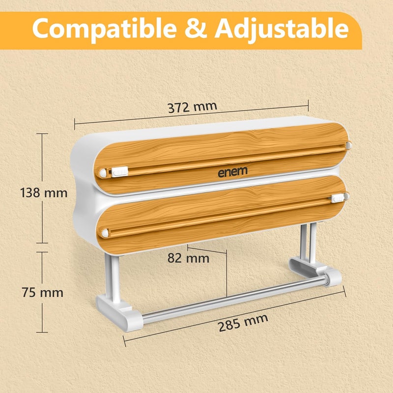 Enem 3 in 1 Cling Wrap Dispenser with Cutter, with 1 Year Warranty & Customer Support from Enem (Magnetic Dispenser Wooden) - Image 2