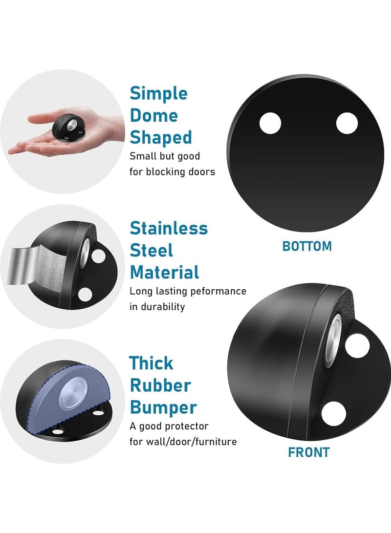 Stainless Steel Magnetic Door Stoppers Floor Mount Magnetic Catch Holder Modern Door Stops Brushed Satin Dome Door Stopper Wall Protector Adhesive Doorstops Magnet for Bottom of Door - Image 2