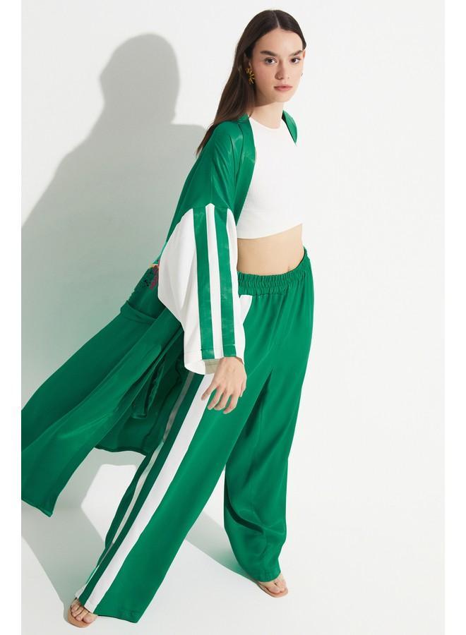 جون كيمونو وقفتان نسائي حصري يونيو 100% فيسكوز مطبوع أخضر - Image 2