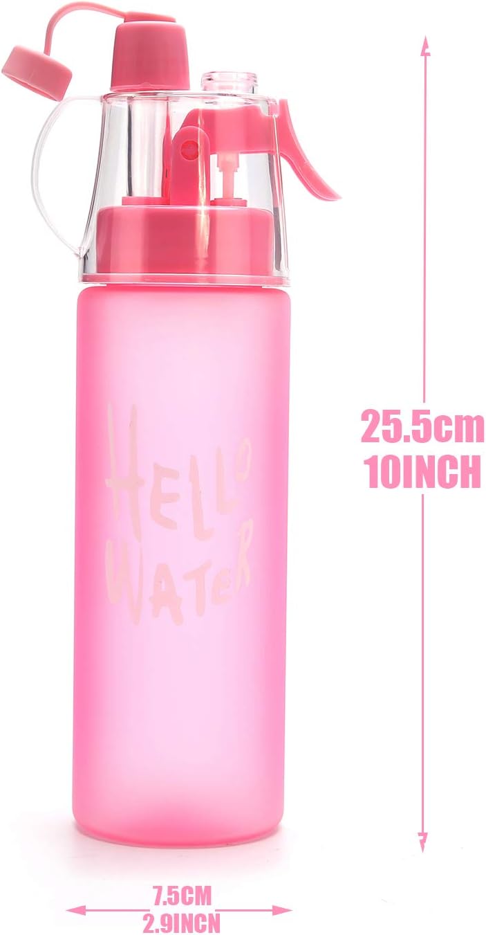 Emopeak 580ML Misting Water Bottle, 20OZ Sports Water Bottle with Spray Mist for Outdoor Hydration, BPA-Free Mist Water Bottle (Pink Frosted, 580ml/20oz) - Image 1