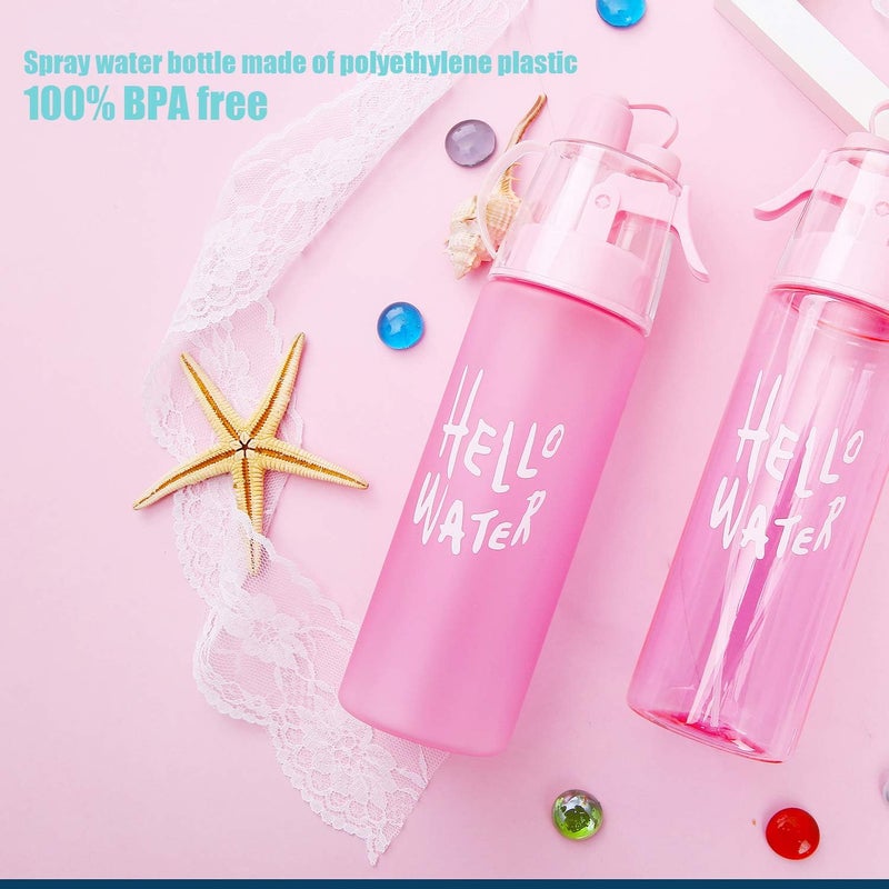 Emopeak 580ML Misting Water Bottle, 20OZ Sports Water Bottle with Spray Mist for Outdoor Hydration, BPA-Free Mist Water Bottle (Pink Frosted, 580ml/20oz) - Image 5