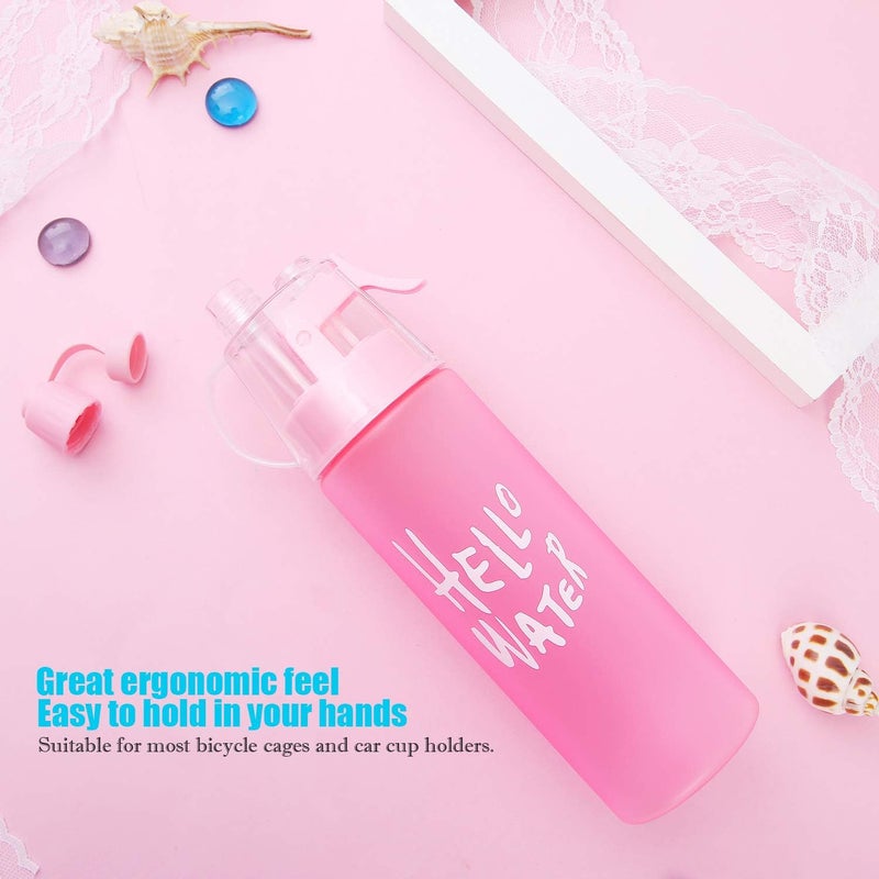 Emopeak 580ML Misting Water Bottle, 20OZ Sports Water Bottle with Spray Mist for Outdoor Hydration, BPA-Free Mist Water Bottle (Pink Frosted, 580ml/20oz) - Image 2