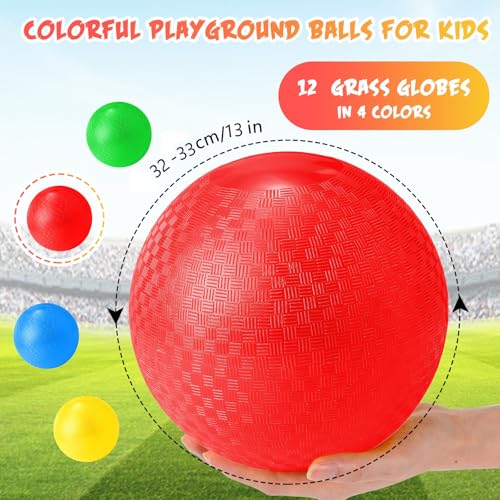 Jerify 12 Pcs Playground Balls Bulk 13 Inch Bouncy Dodgeball Inflatable Balls Playground Dodgeball Handball for Adults Indoor Outdoor Ball Activity Gym Picnic Camp Yoga Exercise - Image 5
