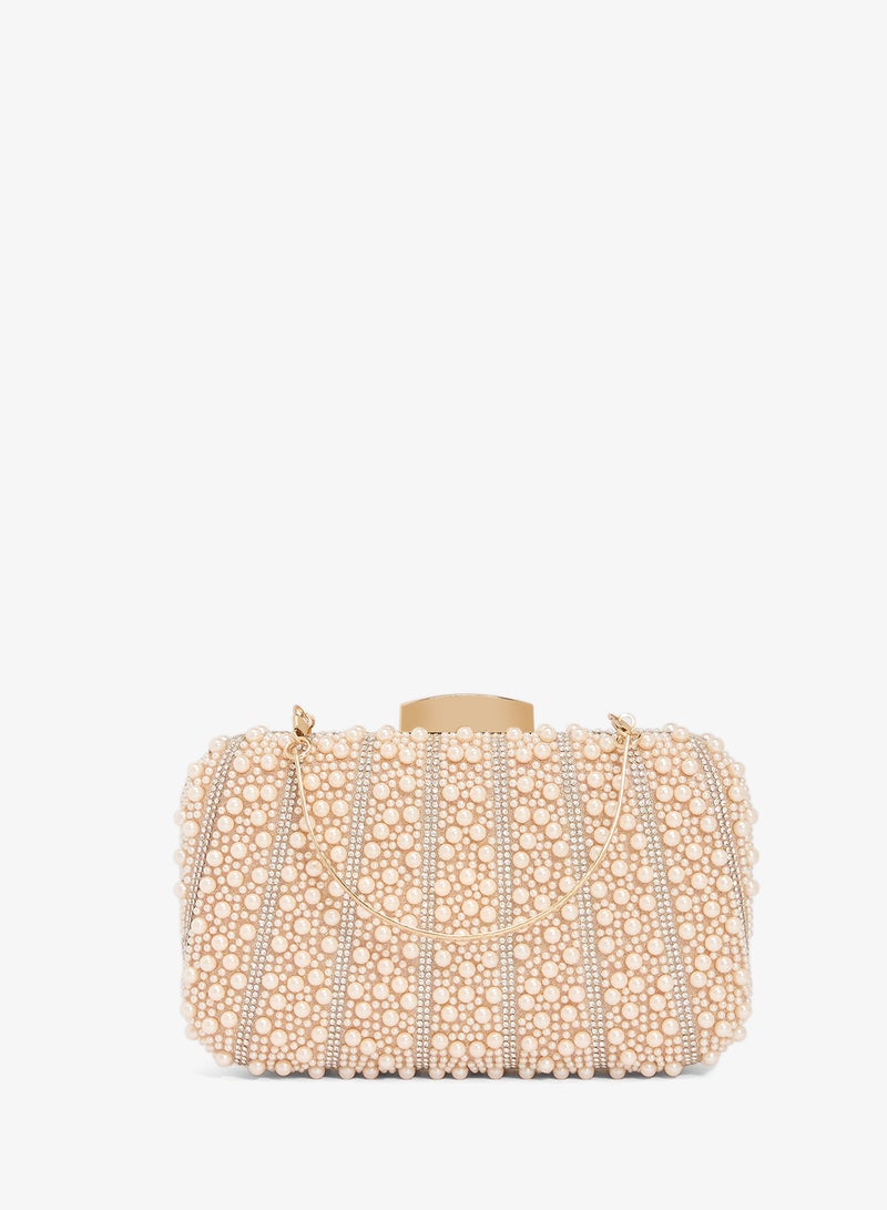 Khizana Pearl And Rhinestone Embellished Clutch - Image 1