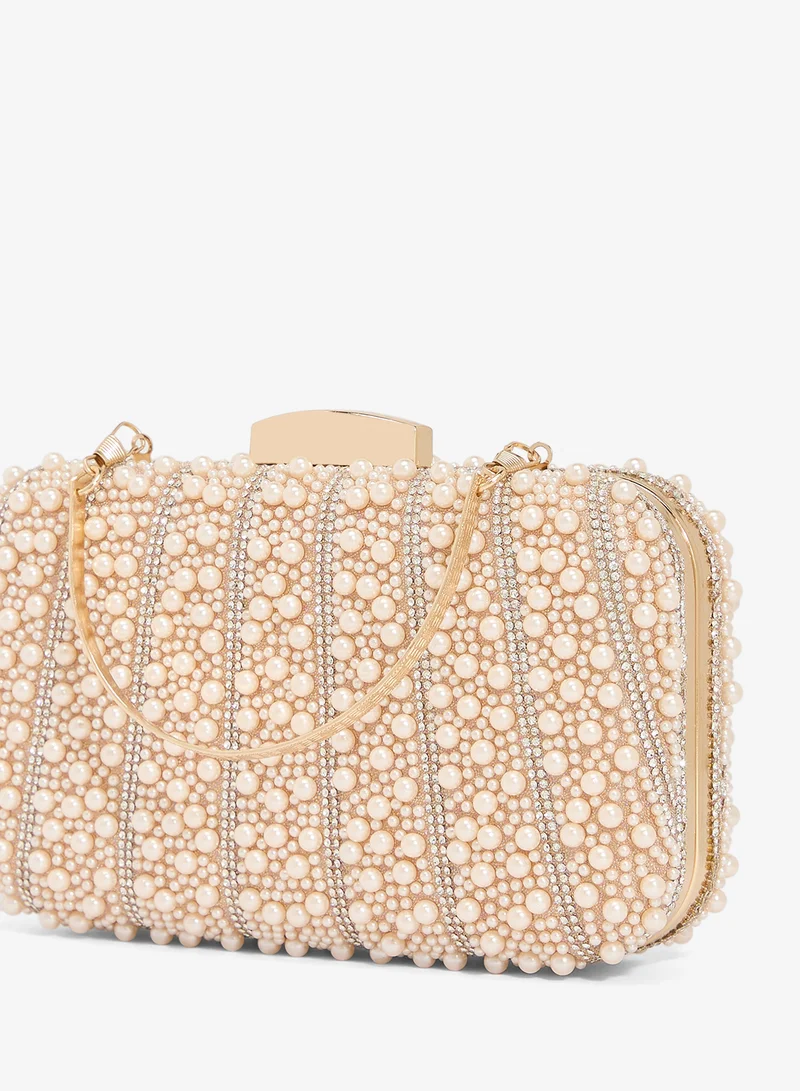 Khizana  Pearl And Rhinestone Embellished Clutch for Women | Best Price UAE