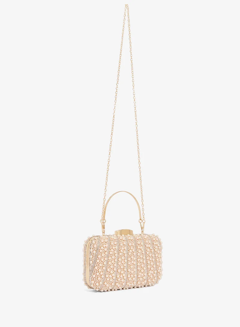 Khizana Pearl And Rhinestone Embellished Clutch