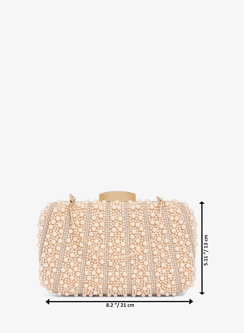 Khizana Pearl And Rhinestone Embellished Clutch - Image 5