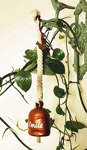 White Light The Wisdom BellSmile Bless Handmade Metallic Copper Brass Bell with Cotton Thread Wall Hanging Bells Home Decor Door Hanging Bells Handmade Bird Bells for Home Decorative Hanging Bird