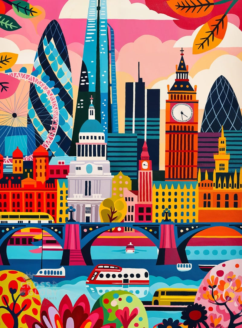 Cross & Glory Cross Glory Colourful London 1000 Piece Jigsaw Puzzle for Adults Iconic Landmarks of London Challenging Puzzle for Art and Travel Lovers - Image 3