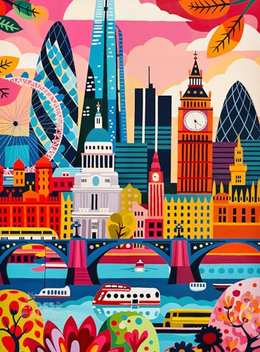 Cross & Glory Cross Glory Colourful London 1000 Piece Jigsaw Puzzle for Adults Iconic Landmarks of London Challenging Puzzle for Art and Travel Lovers - Image 1