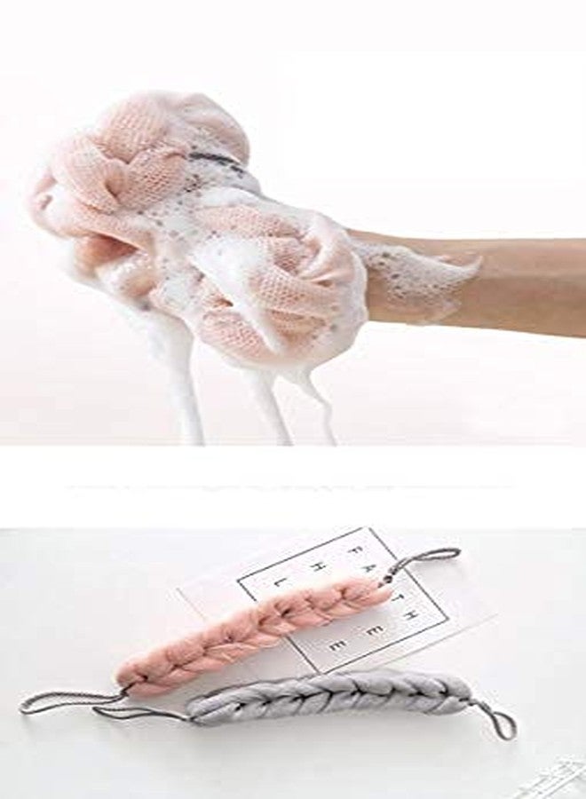 ELECSA? Back Bath Sponge Shower Body Exfoliating Strap Flower Mesh Net Shoulder Scrubber Long Sponge Shower Body Wash Brush Foaming|Bath Brush Sponge & Scrub 2pcs - Image 4