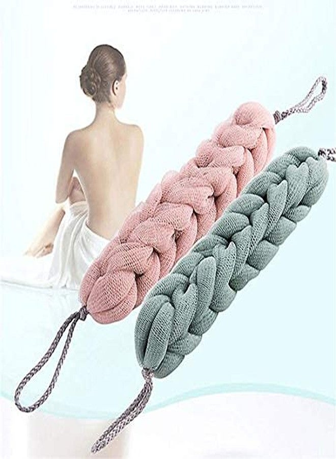 ELECSA? Back Bath Sponge Shower Body Exfoliating Strap Flower Mesh Net Shoulder Scrubber Long Sponge Shower Body Wash Brush Foaming|Bath Brush Sponge & Scrub 2pcs - Image 1