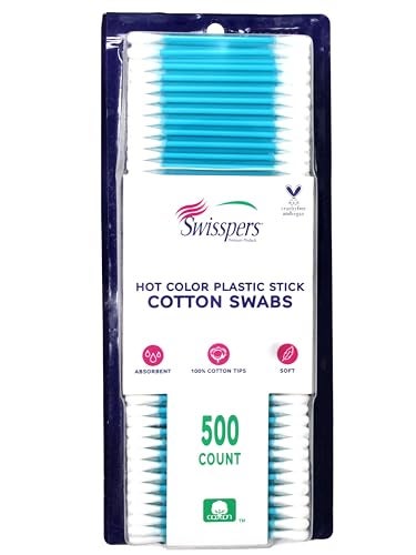 Swisspers عصا قطنية ملونة ساخنة من سويسبرز - 500 قطعة (قد يختلف اللون) - Image 1