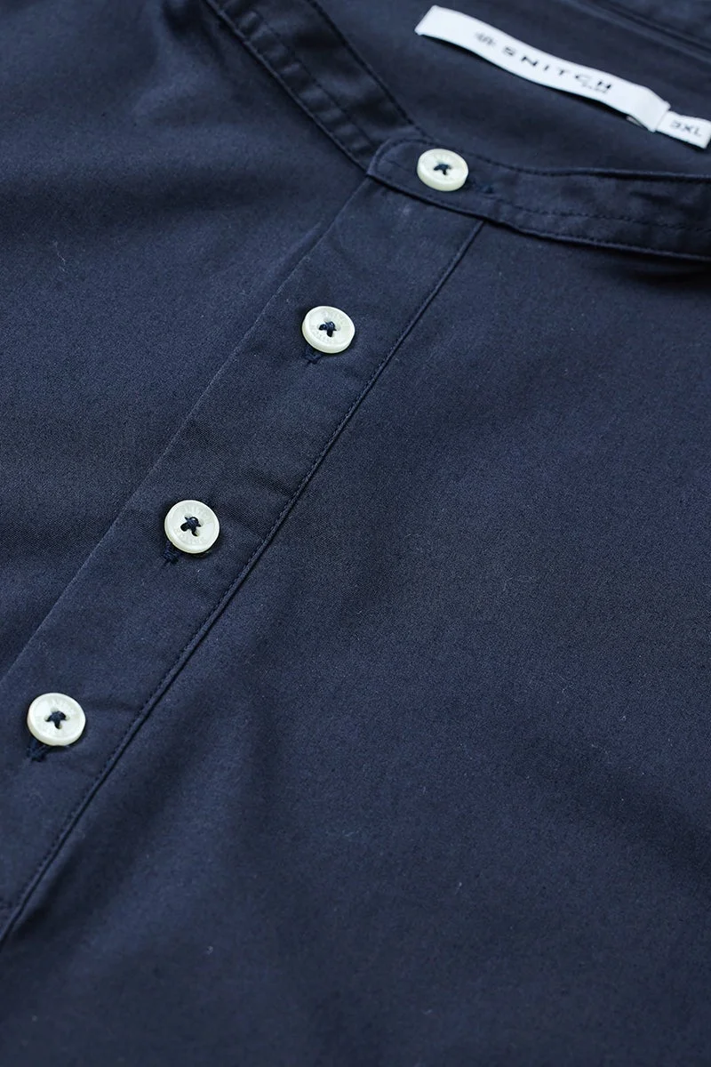 SNITCH Navy Regular Fit Stretch Plus Size Kurta Shirt for Men | Best Price UAE