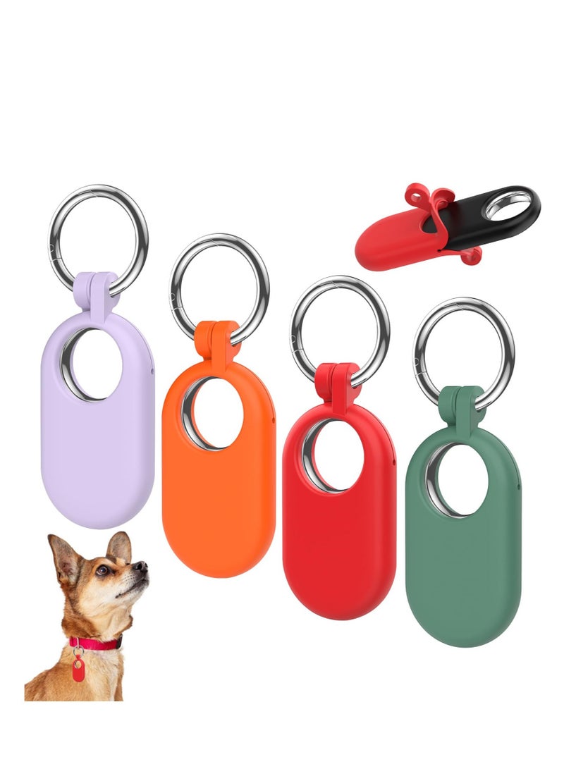 SYOSI Smart Tag 2 Case, 4 Pack GPS Tracker Holder with Key Ring, Silicone Protective Cover for Galaxy Smarttag 2, GPS Item Finders Accessories for Keys, Luggage, Pets - Image 1