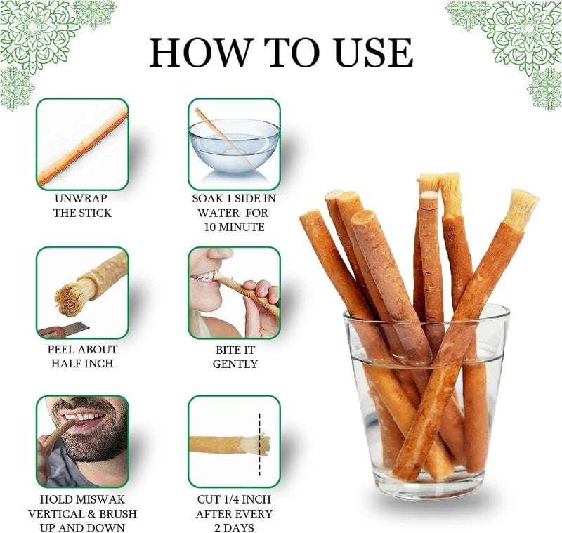 EVERPRIME Natural Miswak Stick | Pack of 05 | Chewable Toothbrush | Organic Teeth Cleaning & Whitening | Sewak Tooth Brush | Oral Care & Healthy Gums - Image 2