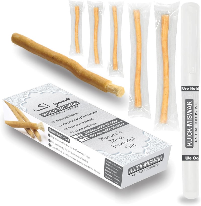 EVERPRIME Natural Miswak Stick | Pack of 05 | Chewable Toothbrush | Organic Teeth Cleaning & Whitening | Sewak Tooth Brush | Oral Care & Healthy Gums - Image 1