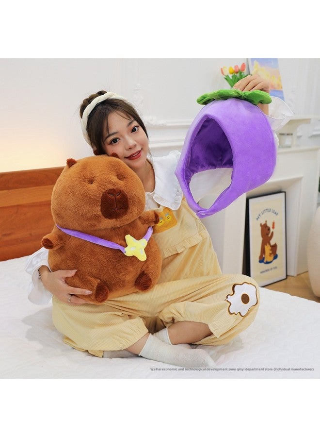 Eggplant Cap Capybara Doll Lotus Seat Capibala Plush Toy Bedroom Cute Ornaments Wholesale-Specifications:Lotus Capybara-Color:55cm - Image 5