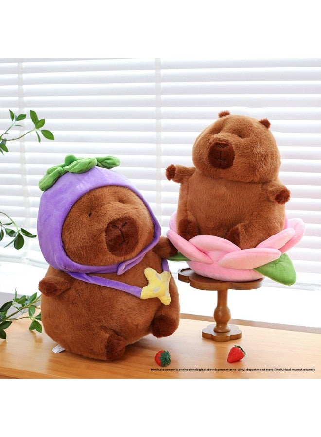 Eggplant Cap Capybara Doll Lotus Seat Capibala Plush Toy Bedroom Cute Ornaments Wholesale-Specifications:Lotus Capybara-Color:55cm - Image 4