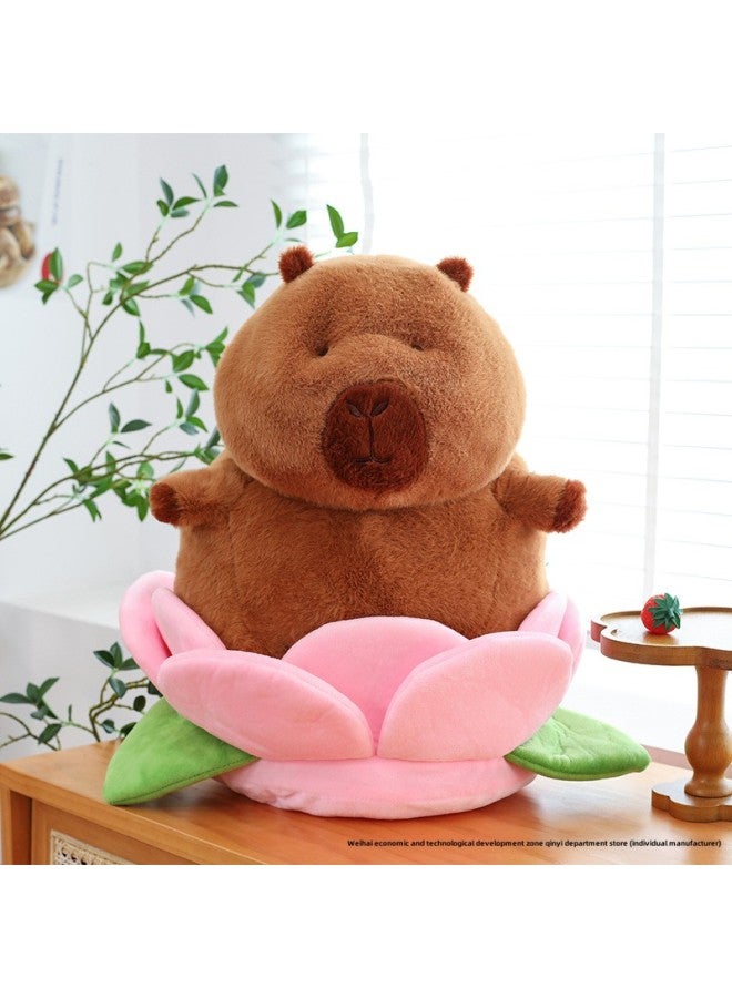 Eggplant Cap Capybara Doll Lotus Seat Capibala Plush Toy Bedroom Cute Ornaments Wholesale-Specifications:Lotus Capybara-Color:55cm - Image 1