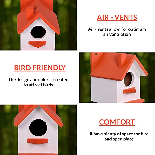 Cket Bird House Nest Box Breeding House for Sparrow, Budgies and Finches Eco Friendly Pure Wooden for Garden Balcony Hanging HS02 - Image 4