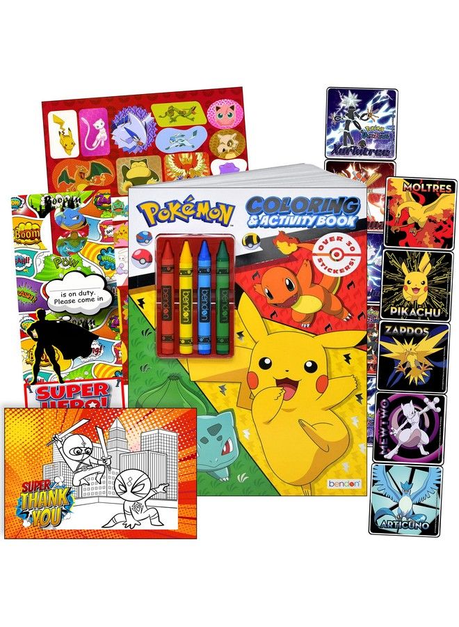 Bendon Pokemon Stickers Activity Set Bundle Includes Pokemon Coloring Book With Stickers Reward Stickers Pokemon Craft Door Hanger - Image 1