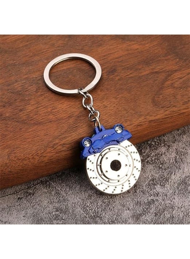 My souq store :Sporty Car Brake Disc Rotor Keychain - High-Quality Metal Keyring - Silver & blue - Image 5