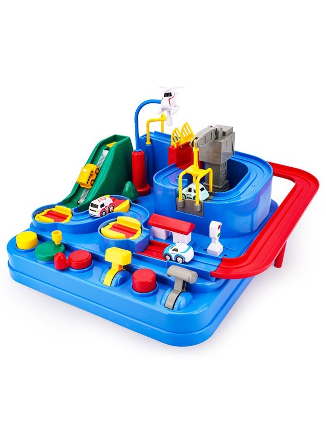 هالامودو مسار سباق السيارة للأطفال عمرهم 4-8, مسار سباق كبير, لعب سيارة للأطفال للأولاد عمرهم 3 سنوات, مسار سباق للأطفال الصغار 1-3, مجموعة المدينة مع 4 سيارات صغيرة ومروحية, هدايا عيد ميلاد تعليمية - Image 1