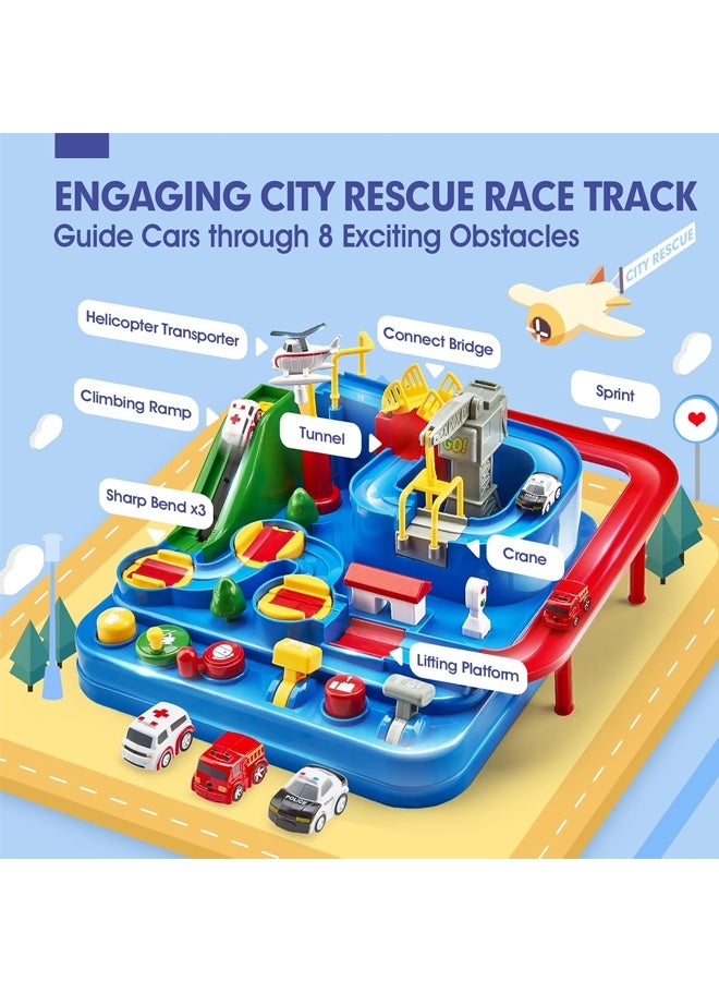 هالامودو مسار سباق السيارة للأطفال عمرهم 4-8, مسار سباق كبير, لعب سيارة للأطفال للأولاد عمرهم 3 سنوات, مسار سباق للأطفال الصغار 1-3, مجموعة المدينة مع 4 سيارات صغيرة ومروحية, هدايا عيد ميلاد تعليمية - Image 4
