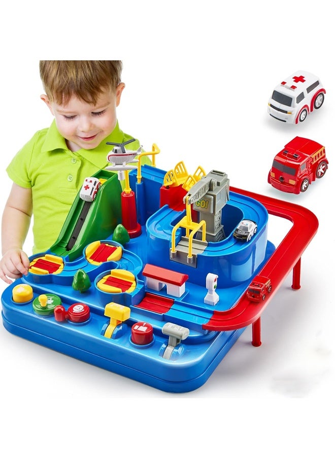 هالامودو مسار سباق السيارة للأطفال عمرهم 4-8, مسار سباق كبير, لعب سيارة للأطفال للأولاد عمرهم 3 سنوات, مسار سباق للأطفال الصغار 1-3, مجموعة المدينة مع 4 سيارات صغيرة ومروحية, هدايا عيد ميلاد تعليمية - Image 5