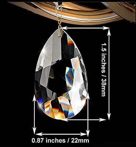 Fushing 20Pcs Chandelier Crystals, Clear Teardrop Crystal Chandelier Pendants Parts Beads, Hanging Crystals for Chandeliers (38mm, Clear) - Image 2