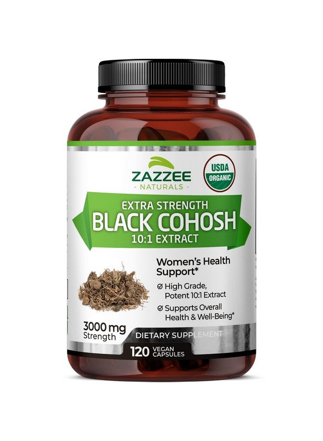Zazzee USDA Organic Black Cohosh 10:1 Extract, 3000 mg Strength, 120 Vegan Capsules, 4 Month Supply, Standardized and Concentrated 10X Extract, 100% Vegetarian, All-Natural, Non-GMO, Made in The USA - Image 1
