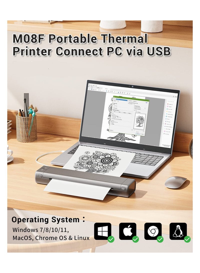 Beauenty Portable Bluetooth Wireless M80F-A4 Thermal Mobile-Printer, Compact Inkless Printer for Travel, Support Phone  Laptop, Small Printers for Home Use Vehicles Office School Stencils (8.26x 11.69) - Image 2