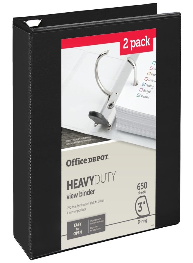 أوفيس ديبوت مجلد Office Depot® شديد التحمل بثلاث حلقات، حلقات على شكل حرف D مقاس 3 بوصات، أسود، 49% مواد معاد تدويرها، عبوة من قطعتين - Image 3