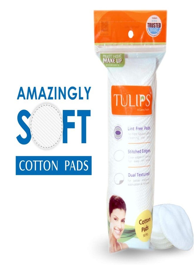 Tulips 50 Round Facial Cotton Pads in a Ziplock Bag (Pack of 1); Made from 100% Pure Soft Cotton, Best for Applying & Removing Makeup, safe for sensitive Skin - Image 2