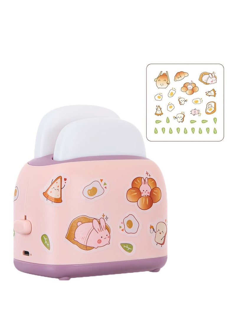 SYOSI Cute Toast Night Lamp, LED Children Night Light Rechargeable Small Lamp Toaster Shape Bread Room Decor Night Light for Bedroom, Birthday Gifts for Kids, Aesthetic Desk Decor (Pink) - Image 1