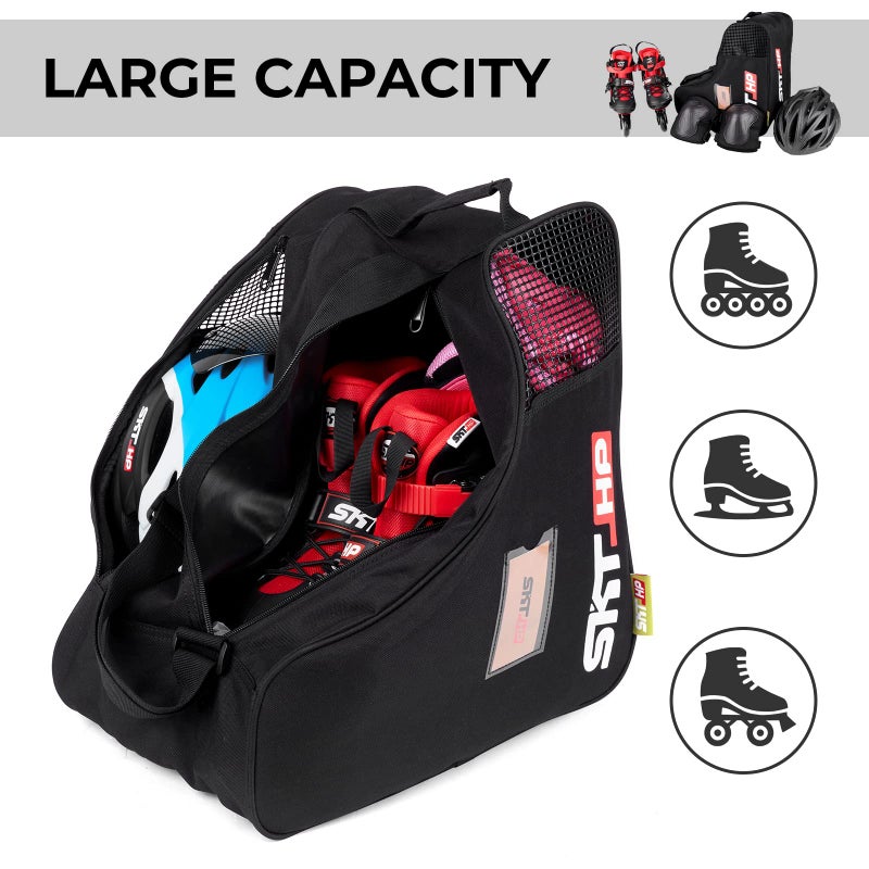SKT HP Roller Skate Bag with Adjustable Shoulder Strap for Kids And Adults to Hold Inline Skates Roller Skates Knee pads Helmets Black - Image 5
