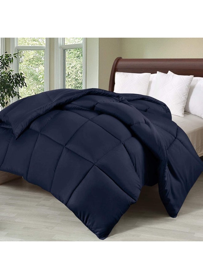 Utopia Bedding Comforter Duvet Insert - Quilted Comforter With Corner Tabs - Box Stitched Down Alternative Comforter (Twin, Navy)  - Image 4