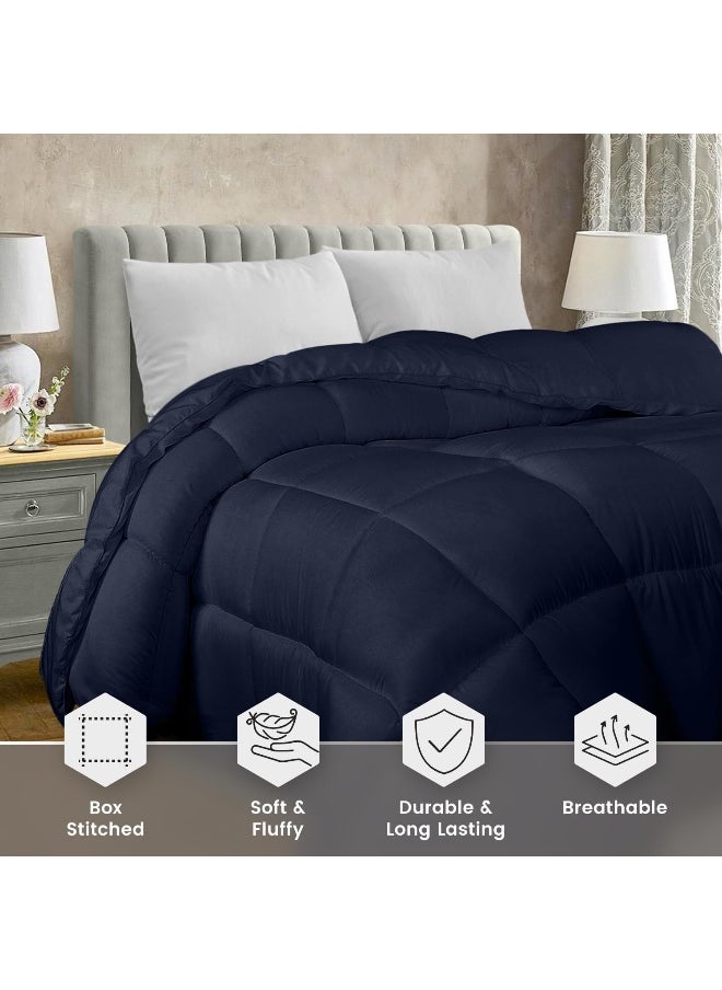 Utopia Bedding Comforter Duvet Insert - Quilted Comforter With Corner Tabs - Box Stitched Down Alternative Comforter (Twin, Navy)  - Image 5