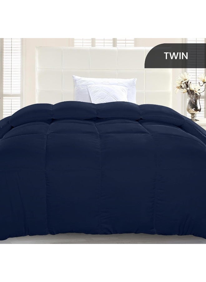 Utopia Bedding Comforter Duvet Insert - Quilted Comforter With Corner Tabs - Box Stitched Down Alternative Comforter (Twin, Navy)  - Image 1