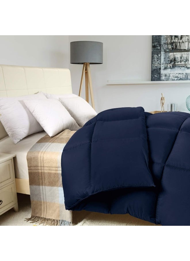 Utopia Bedding Comforter Duvet Insert - Quilted Comforter With Corner Tabs - Box Stitched Down Alternative Comforter (Twin, Navy)  - Image 2
